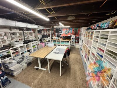 This is the view as you come around from the stairs. This is my slice of heaven! I used to have 5 tables and host craft nights, but I decided I no longer want to do that due to personal reasons.