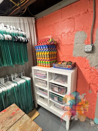 2x2 with stand - This is the kids station where it has color books, color pencils and crayons.
Don't mind the wall - I was testing out and think we will be painting the studio in light gray this fall This wall (PINK) - I'm OVER it. LOL!